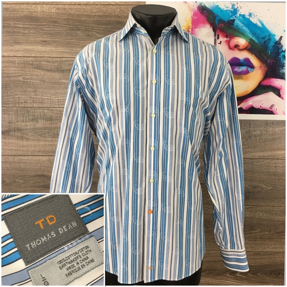 Thomas Dean Other - Thomas Dean Paisley Flip Cuff Mens Casual Dress